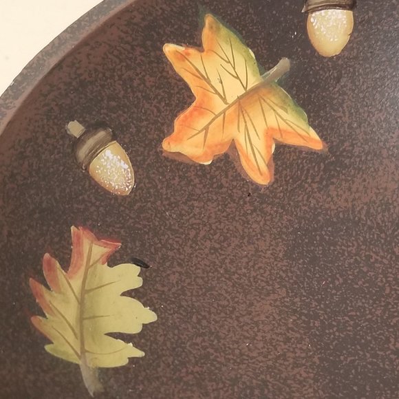 Hand Painted Acorn & Fall Leaves Wooden Bowl - Picture 3 of 7